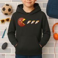 Turkey Eat Pizza Happy Thanksgiving Kids Hoodie thumb 2