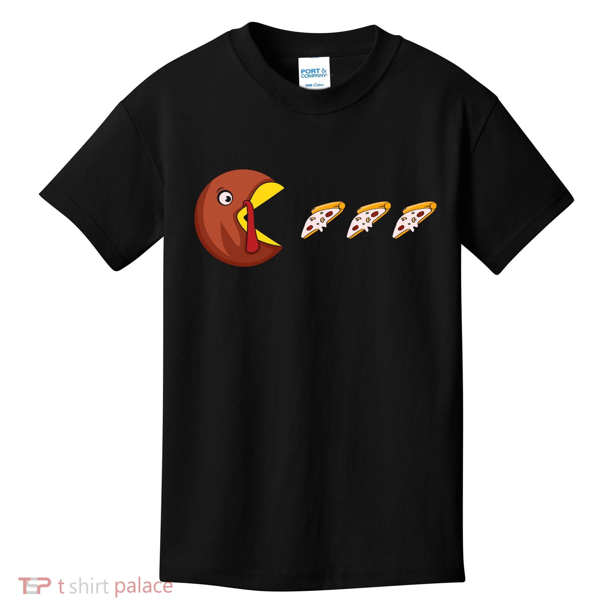 Turkey Eat Pizza Happy Thanksgiving Kids T-Shirt