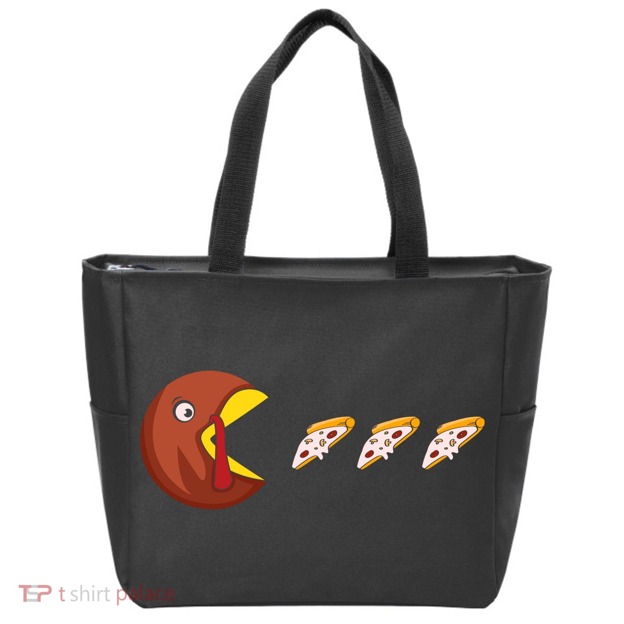 Turkey Eat Pizza Happy Thanksgiving Tote Bag