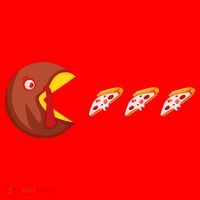 Turkey Eat Pizza Happy Thanksgiving Santa Hat thumb 1