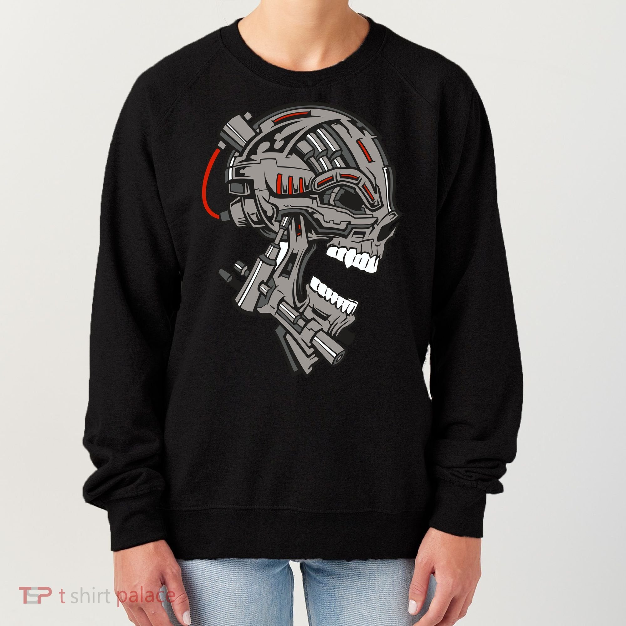 Terminator Skull Gun Head Women's Sweatshirt