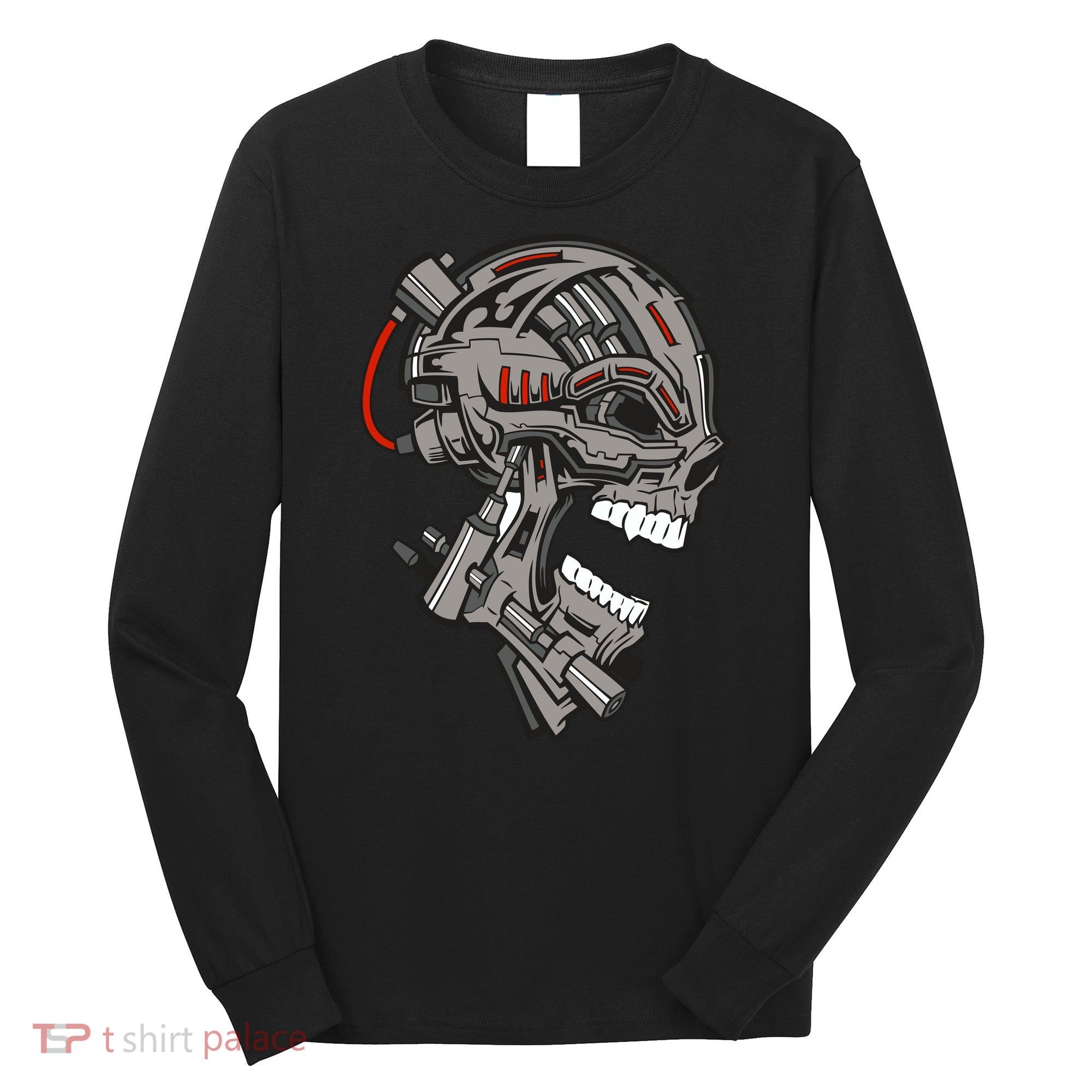 Terminator Skull Gun Head Long Sleeve Shirt