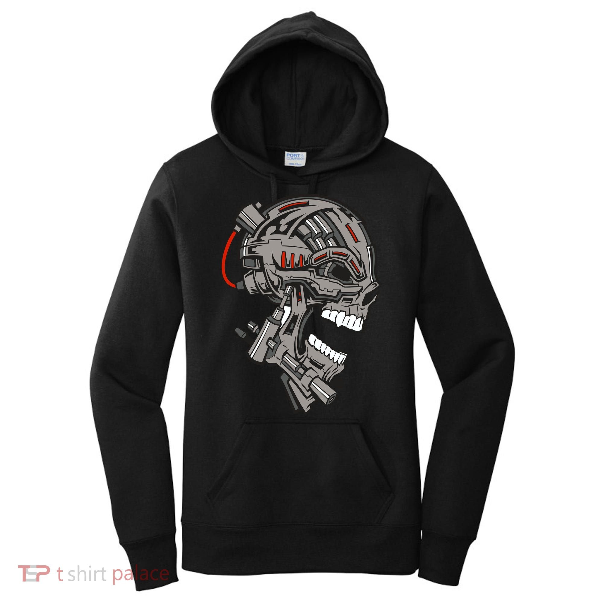 Terminator Skull Gun Head Women's Hoodie