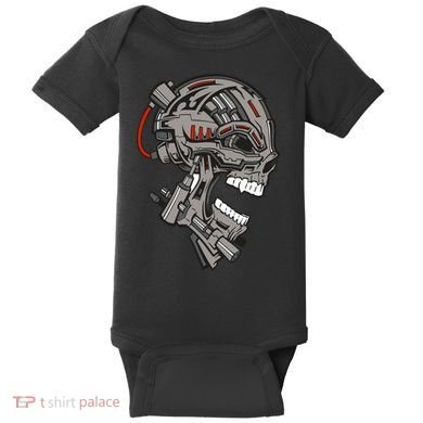 Terminator Skull Gun Head Baby Bodysuit