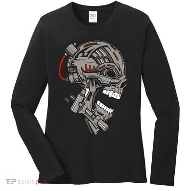 Terminator Skull Gun Head Women's Long Sleeve Shirt