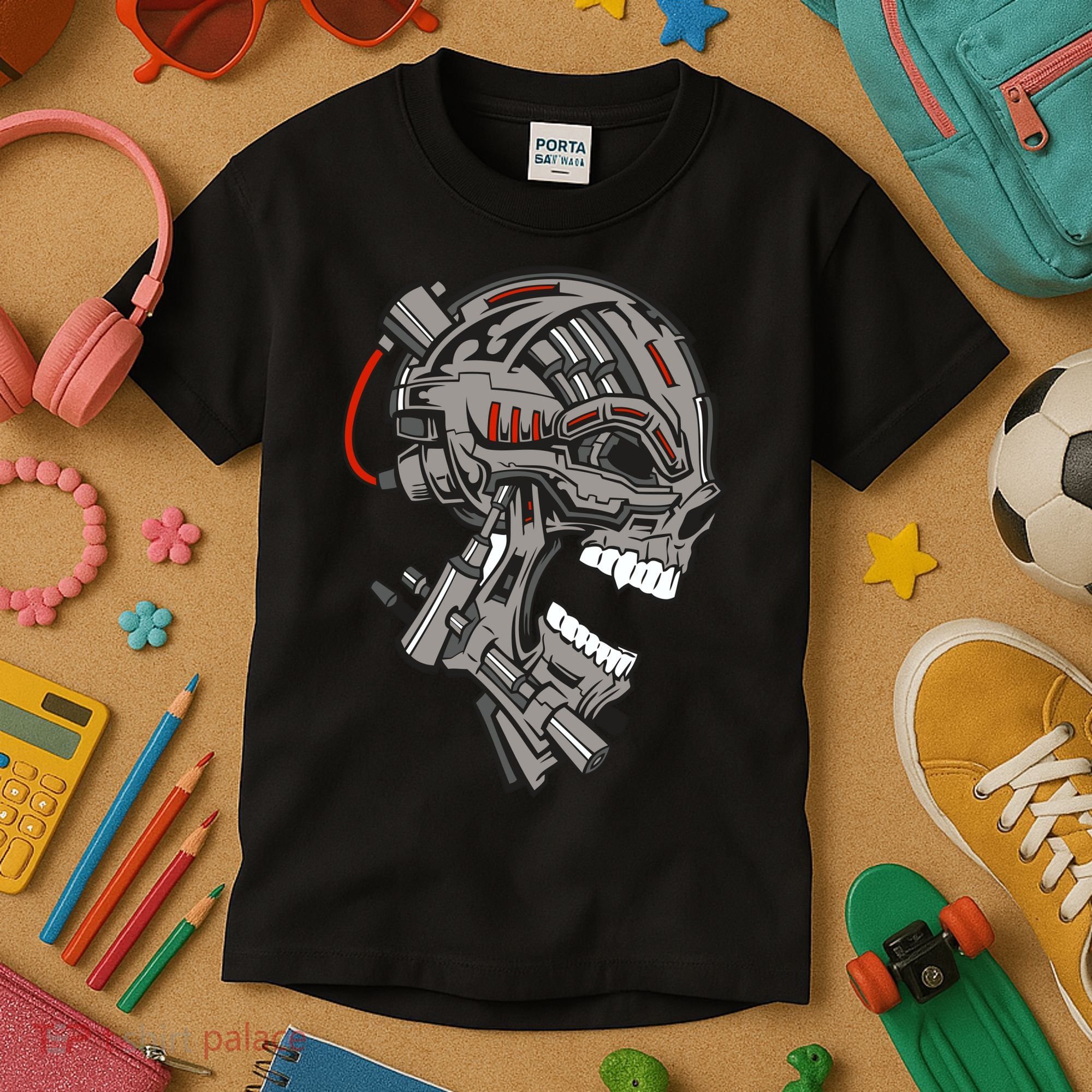 Terminator Skull Gun Head Kids T-Shirt