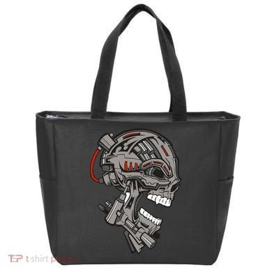 Terminator Skull Gun Head Tote Bag