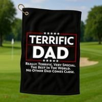 Terrific Dad Fathers Day Golf Towel thumb 1