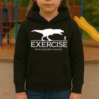 TRex Exercise Some Motivation Required Kids Hoodie thumb 3