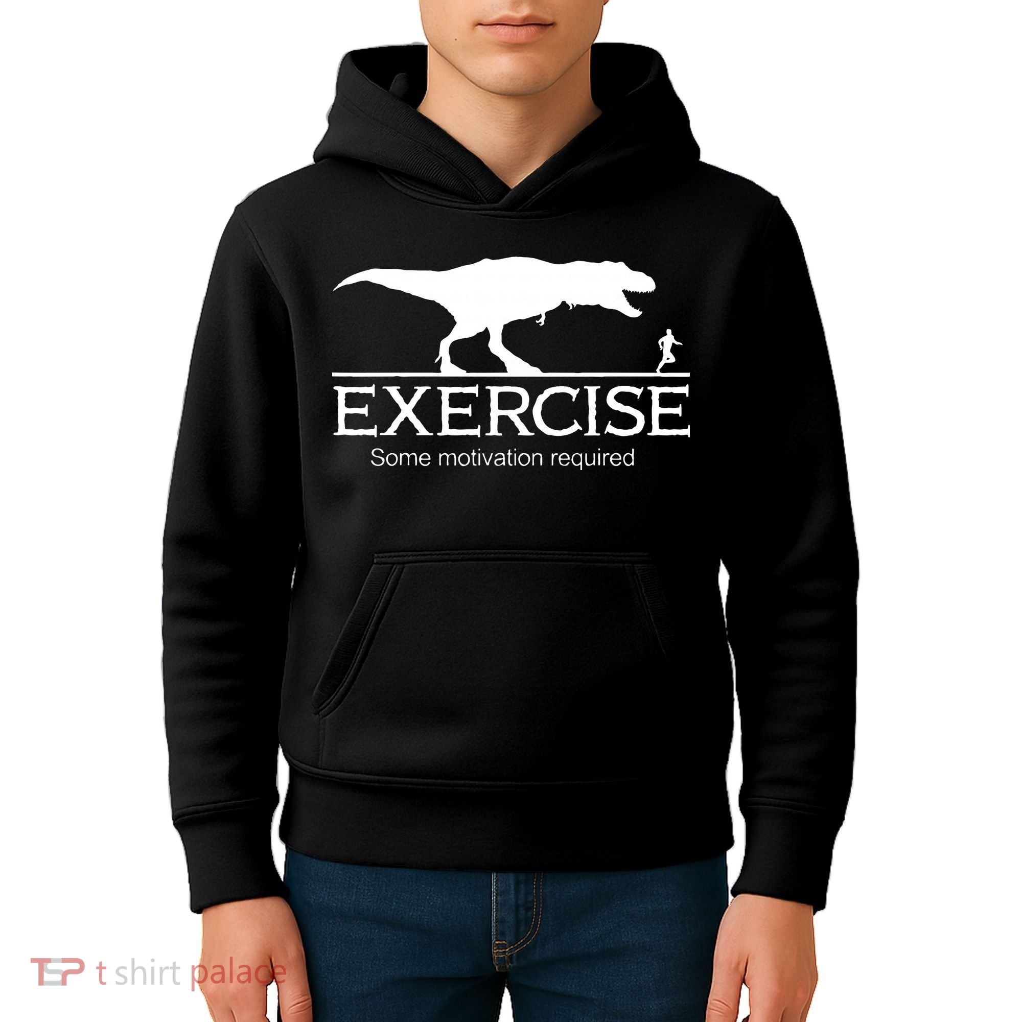 TRex Exercise Some Motivation Required Kids Hoodie