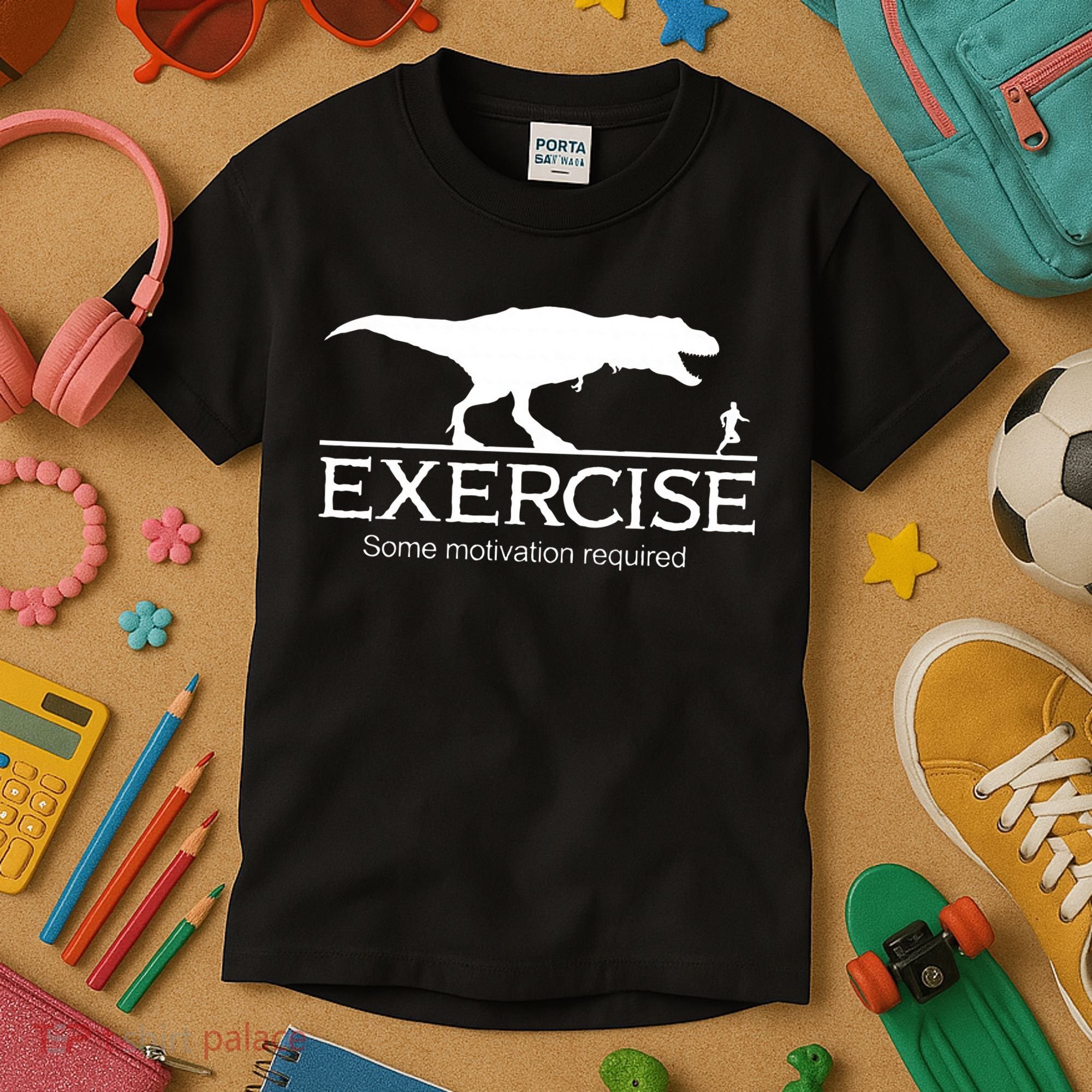 TRex Exercise Some Motivation Required Kids T-Shirt