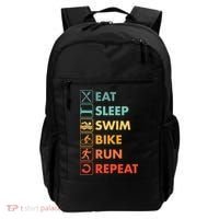 Triathlon Eat Sleep Swim Bike Run Repeat Cute Gift Backpack thumb 0