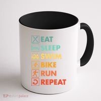 Triathlon Eat Sleep Swim Bike Run Repeat Cute Gift Coffee Mug thumb 1