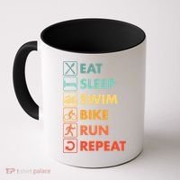Triathlon Eat Sleep Swim Bike Run Repeat Cute Gift Coffee Mug thumb 0