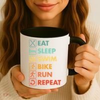 Triathlon Eat Sleep Swim Bike Run Repeat Cute Gift Coffee Mug thumb 3
