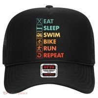 Triathlon Eat Sleep Swim Bike Run Repeat Cute Gift Hat thumb 0