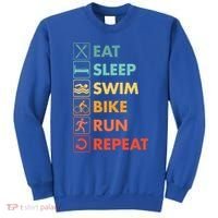 Triathlon Eat Sleep Swim Bike Run Repeat Cute Gift Sweatshirt thumb 0