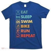 Triathlon Eat Sleep Swim Bike Run Repeat Cute Gift T-Shirt thumb 0