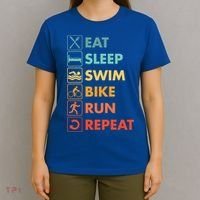Triathlon Eat Sleep Swim Bike Run Repeat Cute Gift T-Shirt thumb 4