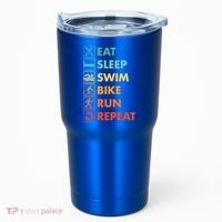 Triathlon Eat Sleep Swim Bike Run Repeat Cute Gift Tumbler thumb 0
