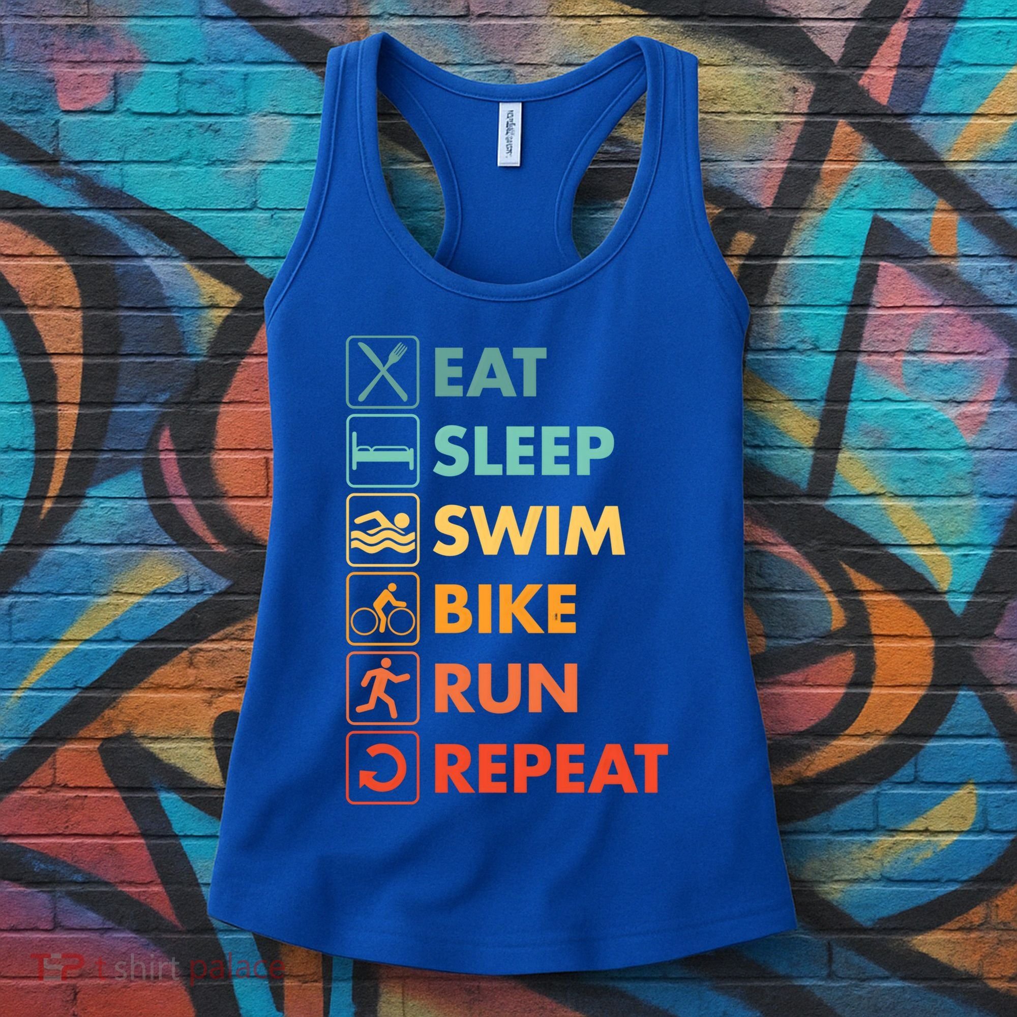 Triathlon Eat Sleep Swim Bike Run Repeat Cute Gift Women's Tank Top