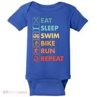 Triathlon Eat Sleep Swim Bike Run Repeat Cute Gift Baby Bodysuit thumb 0