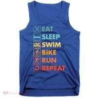 Triathlon Eat Sleep Swim Bike Run Repeat Cute Gift Tank Top thumb 0