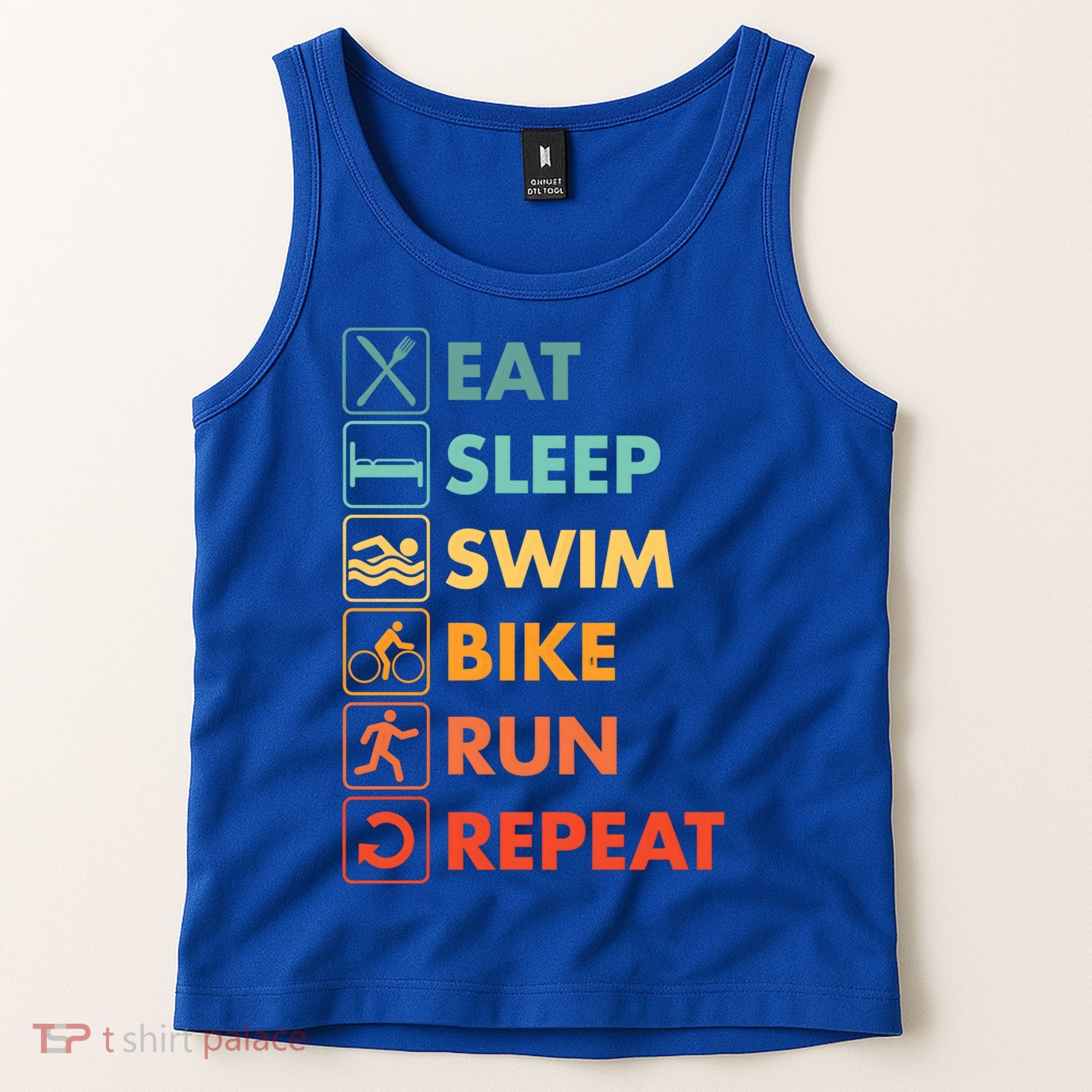 Triathlon Eat Sleep Swim Bike Run Repeat Cute Gift Tank Top