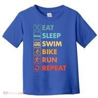Triathlon Eat Sleep Swim Bike Run Repeat Cute Gift Toddler T-Shirt thumb 0