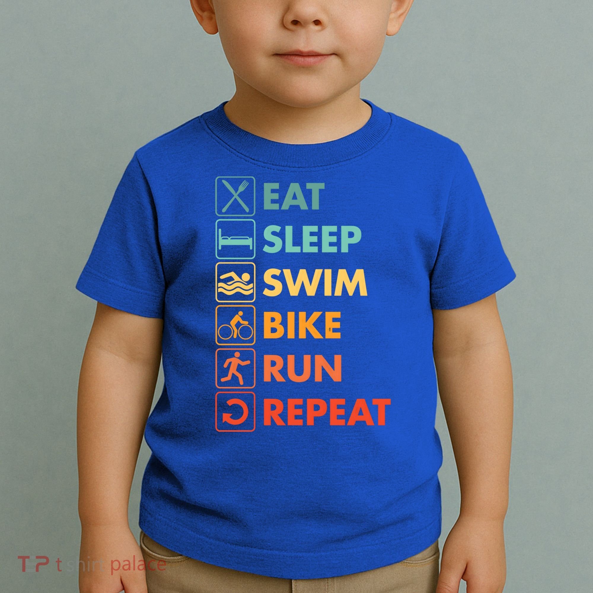 Triathlon Eat Sleep Swim Bike Run Repeat Cute Gift Toddler T-Shirt