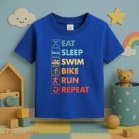 Triathlon Eat Sleep Swim Bike Run Repeat Cute Gift Toddler T-Shirt thumb 3