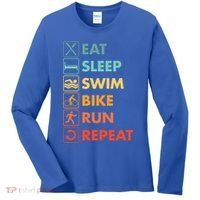 Triathlon Eat Sleep Swim Bike Run Repeat Cute Gift Women's Long Sleeve Shirt thumb 0