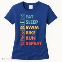 Triathlon Eat Sleep Swim Bike Run Repeat Cute Gift Women's T-Shirt thumb 0