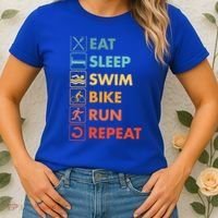 Triathlon Eat Sleep Swim Bike Run Repeat Cute Gift Women's T-Shirt thumb 2