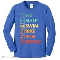 Triathlon Eat Sleep Swim Bike Run Repeat Cute Gift Kids Long Sleeve Shirt thumb 0