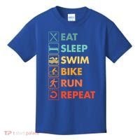 Triathlon Eat Sleep Swim Bike Run Repeat Cute Gift Kids T-Shirt thumb 0