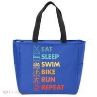 Triathlon Eat Sleep Swim Bike Run Repeat Cute Gift Tote Bag thumb 0