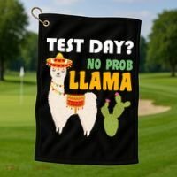 Test Day? No Prob Llama Cactus Golf Towel thumb 1