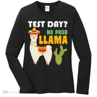 Test Day? No Prob Llama Cactus Women's Long Sleeve Shirt thumb 0