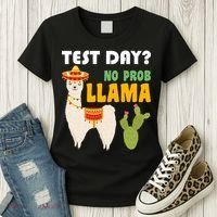 Test Day? No Prob Llama Cactus Women's T-Shirt thumb 3
