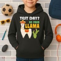 Test Day? No Prob Llama Cactus Kids Hoodie thumb 2