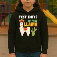 Test Day? No Prob Llama Cactus Kids Hoodie thumb 3