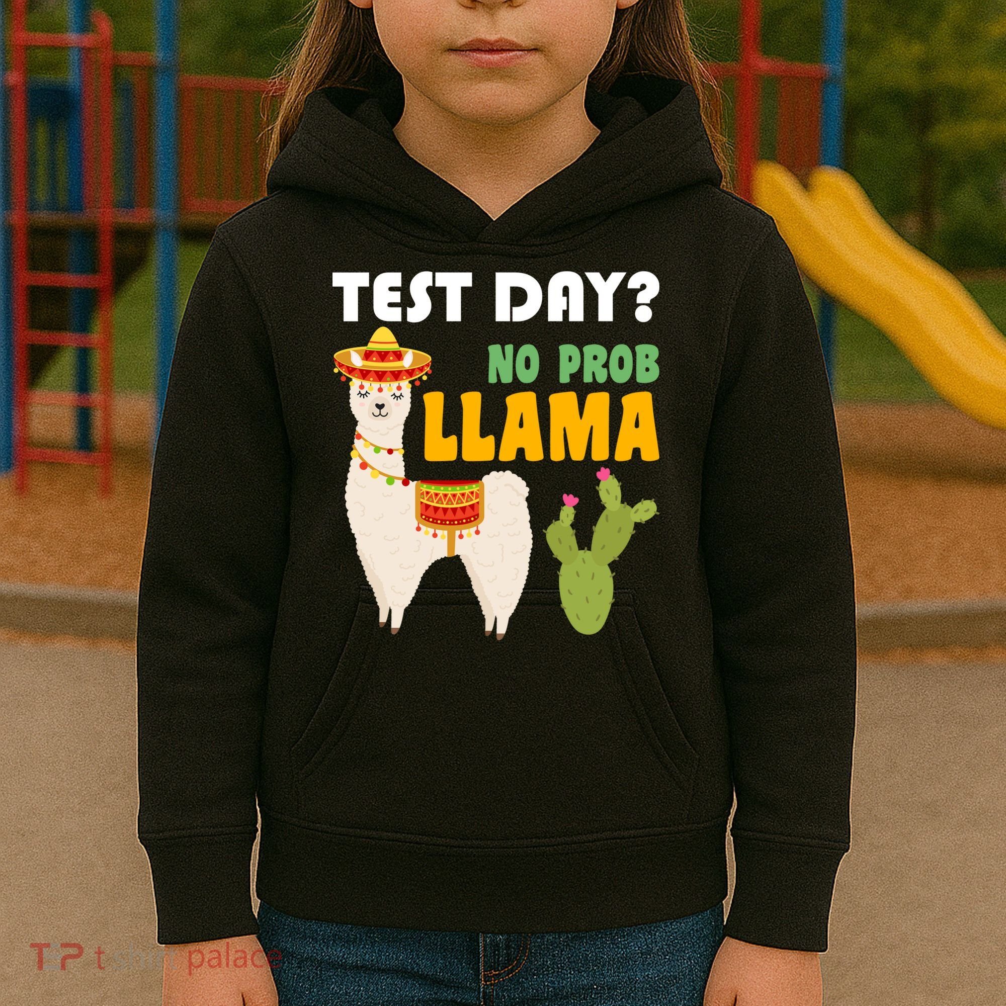Test Day? No Prob Llama Cactus Kids Hoodie