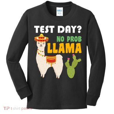Test Day? No Prob Llama Cactus Kids Long Sleeve Shirt