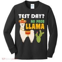 Test Day? No Prob Llama Cactus Kids Long Sleeve Shirt thumb 0