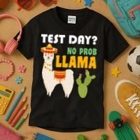 Test Day? No Prob Llama Cactus Kids T-Shirt thumb 3