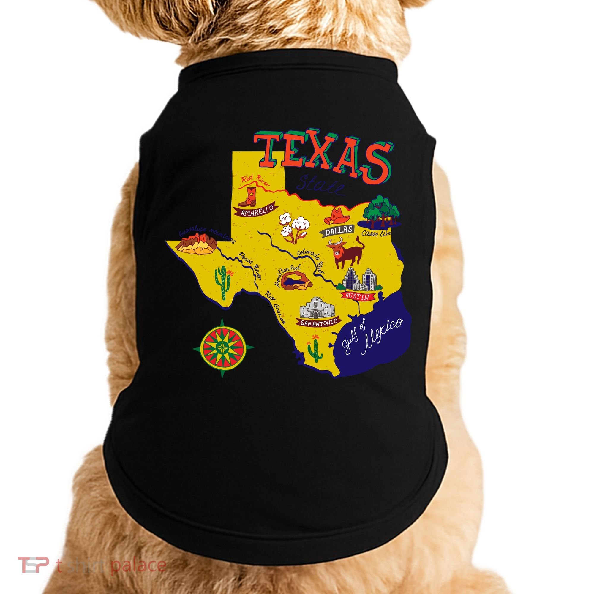 Texas Cartoon Map Doggie Tank