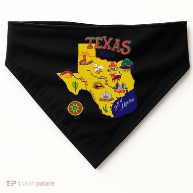 Texas Cartoon Map USA-Made Doggie Bandana