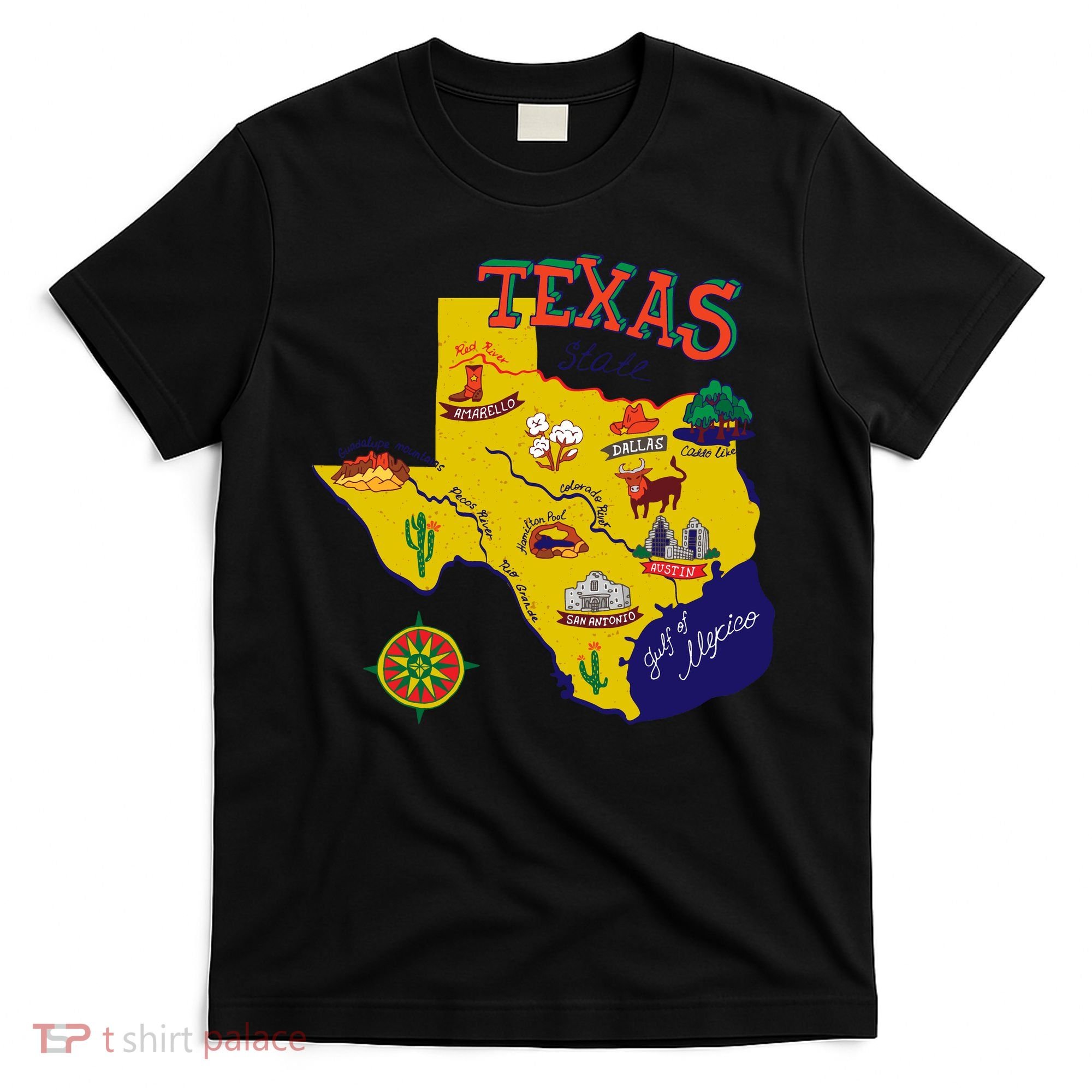 Texas Cartoon Map T-Shirt