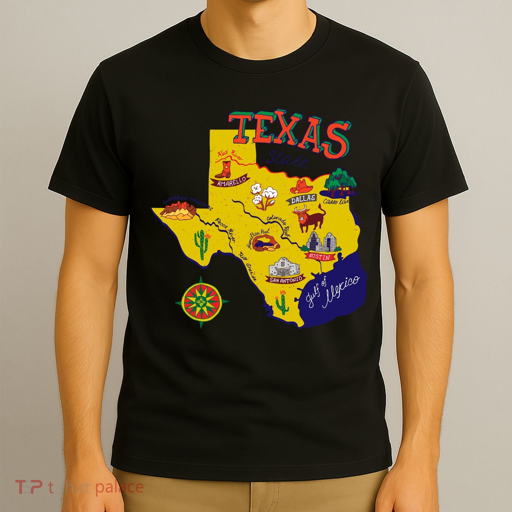Texas Cartoon Map T-Shirt